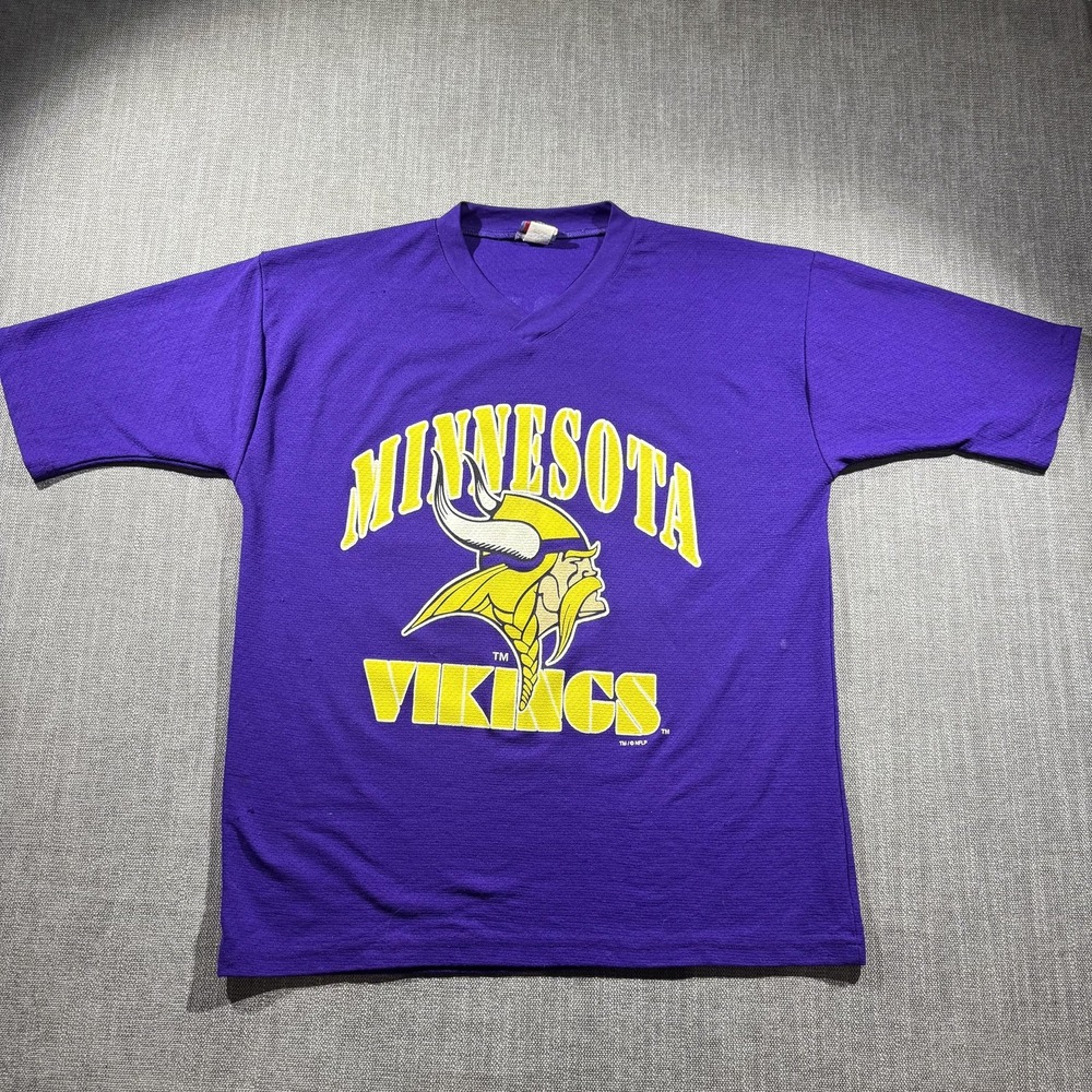 Vintage Minnesota Vikings Shirt Mens Large Purple NFL Football Carter 80‎ 90s